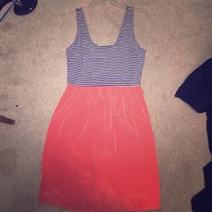 Peach and navy dress