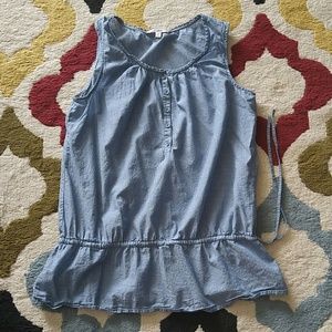 Light denim tank with drawstring