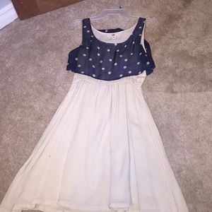 Cream and blue dress