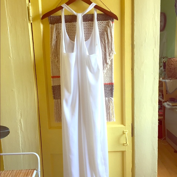 Stunning white chiffon gown by BCBG.