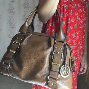Michael Kors brown gold leather bag