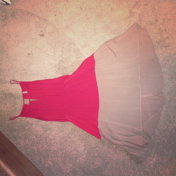 Red and tan summer dress