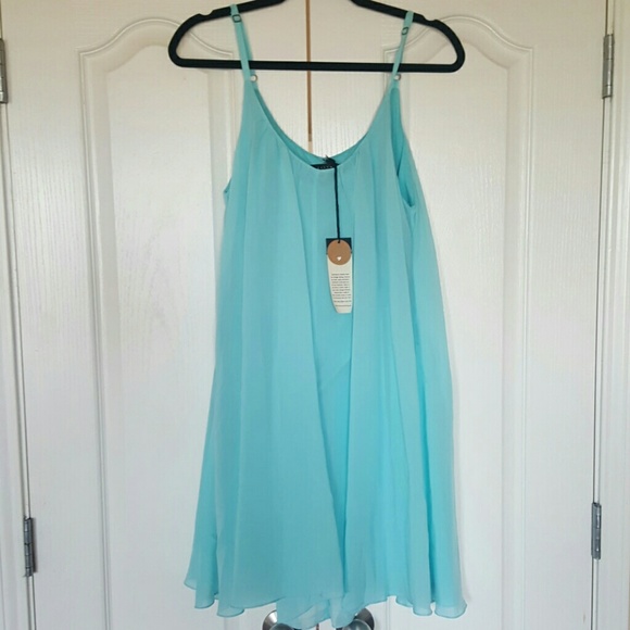 Sheer lined flowy blue dress