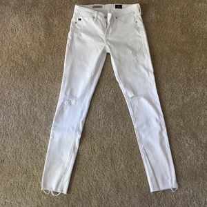 AG ripped white skinny jeans