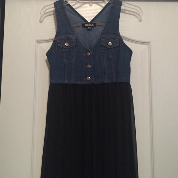 Denim/ chiffon dress/ size xsmall