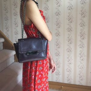 Diane Von Furstenburg plum stud bag NEW