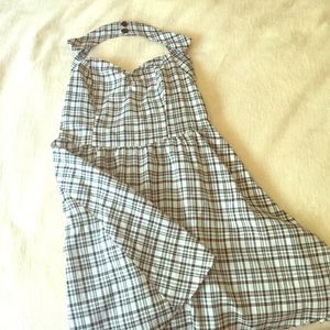 Patterned open back halter dress