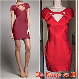No bran red bandage bodycon dress cap sleeve M/4-6