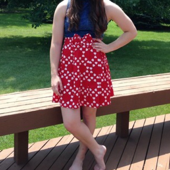 Red high waisted skirt