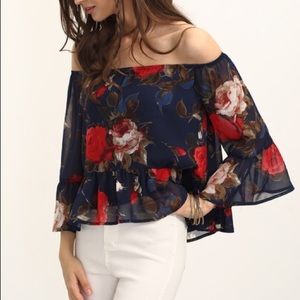 Multicolor Floral Off Shoulder Blouse