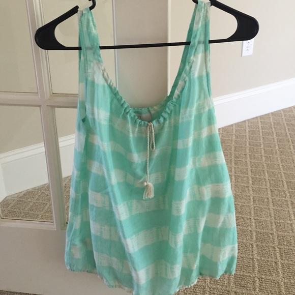 Ann Taylor Loft blue striped top L - Picture 1 of 4