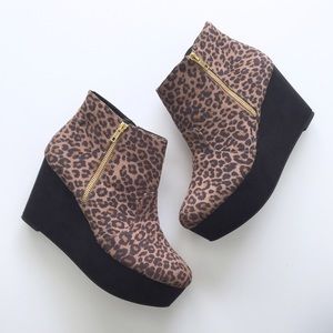 River Island Leopard Flatform Ankle Boots