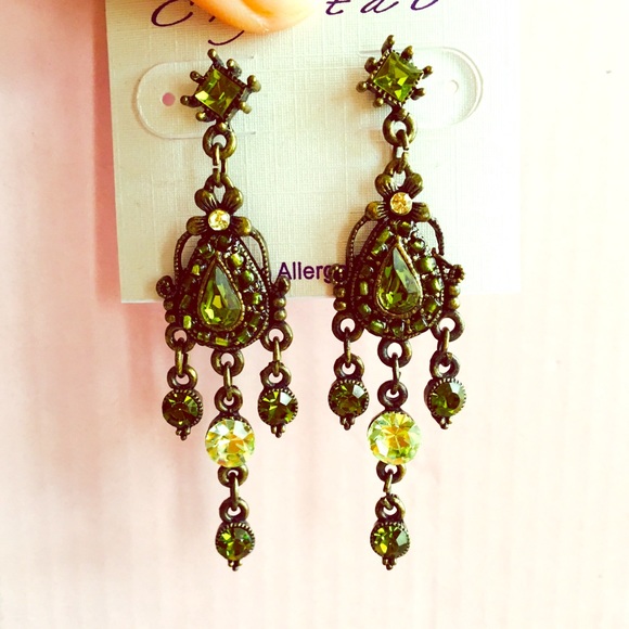 Emerald crystal chandelier Earrings