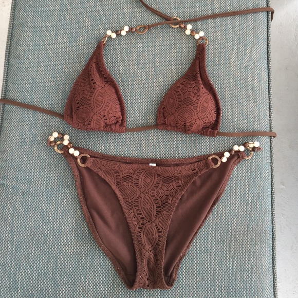 Brown two-piece bikini