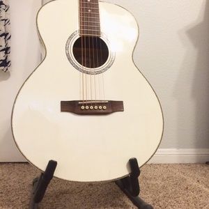 White Guitar with Holographic Designs