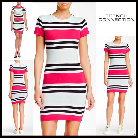 French Connection Dresses & Skirts - FRENCH CONNECTION STRIPED MINI T-SHIRT DRESS