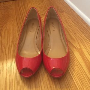 Fun red wedge-like shoes