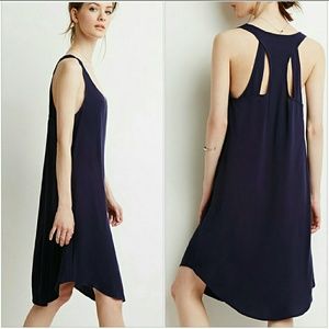 NWT Navy Back Cutout Midi Shift Dress M