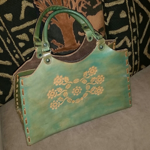 Green Genuine Leather Handbag