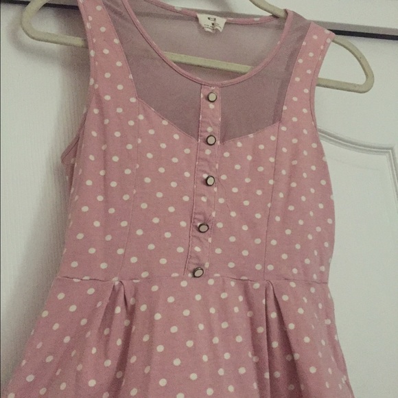 Pink polka dot peplum shirt/ size m