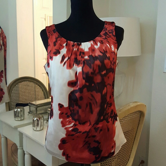 Tahari Abstract Floral Blouse Petite Small