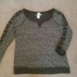 Heather grey and black lightweight sweater