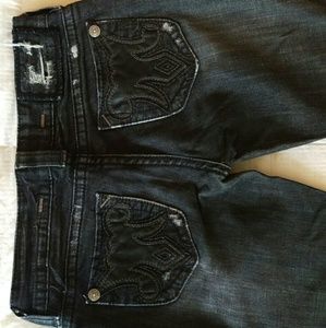 Mek dark wash leather pocket skinny jeans size 27