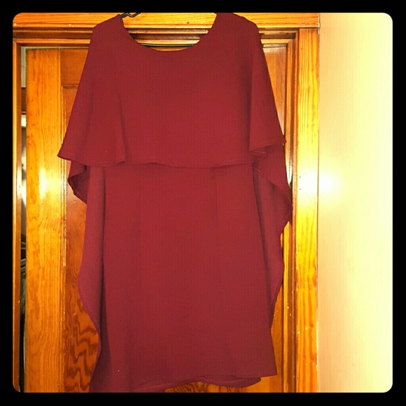Stylish Burgundy Cape Dress