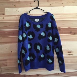 Blue leopard print sweater