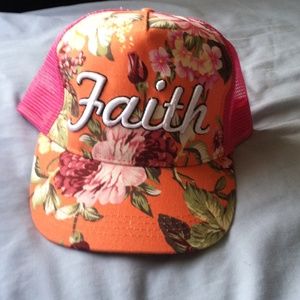 Coral and pink floral hat