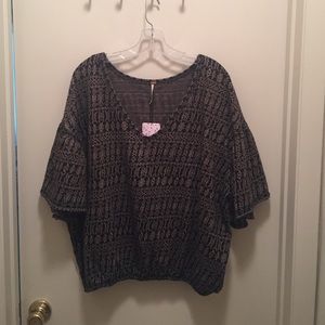 black printed free people top