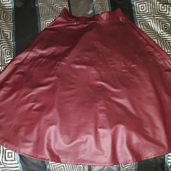 A-Line Leather Like Flare Skirt NWOT
