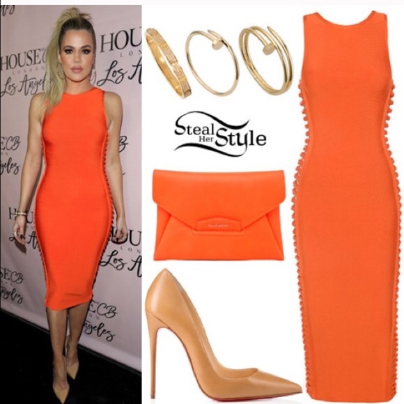 New Kk orange bandage midi dress - Picture 4 of 5
