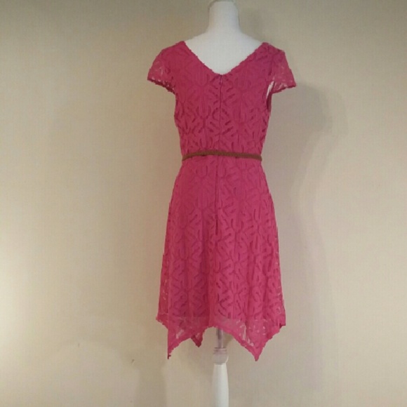 NWT AB Studio Pink Lace Dress lined with belt - Picture 3 of 4