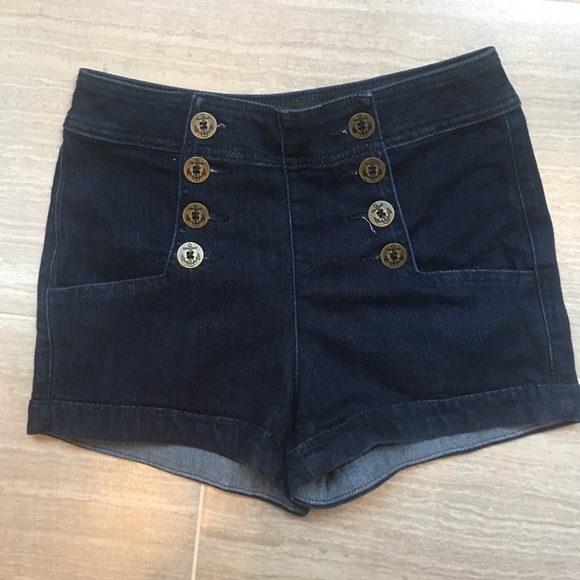 Express high rise denim shorts