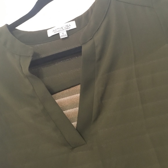 NWOT army green sheer top
