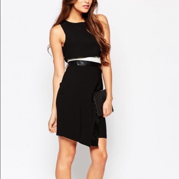 ADELYN RAE TWOFER DRESS WITH FAUX LEATHER CONTRAST - Picture 1 of 3