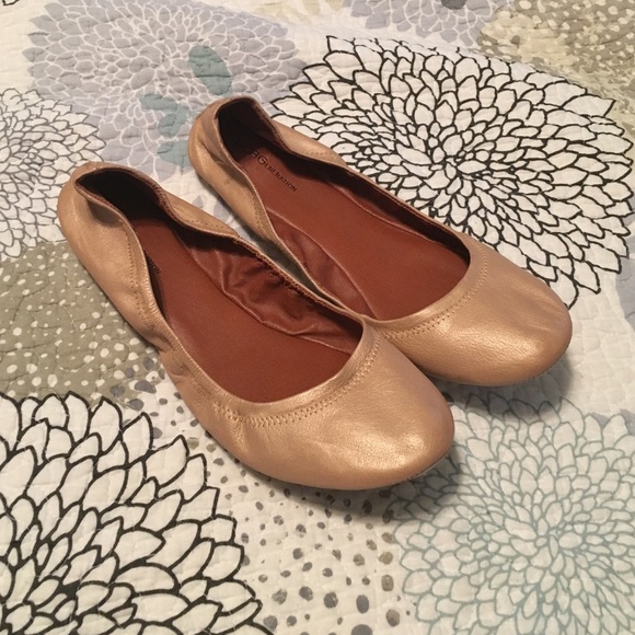 BCBG rose gold soft flats