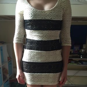 Formal/Homecoming Black & White Lace Dress