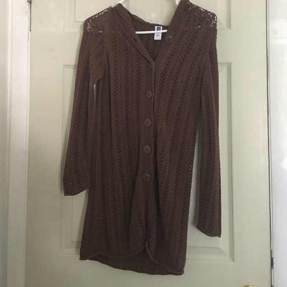 Brown cardigan with hoodie