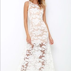 Lulu's paradise luxe ivory lace maxi dress