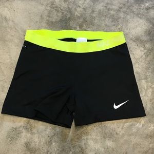 Black Nike Pros w/ Neon Yellow Band