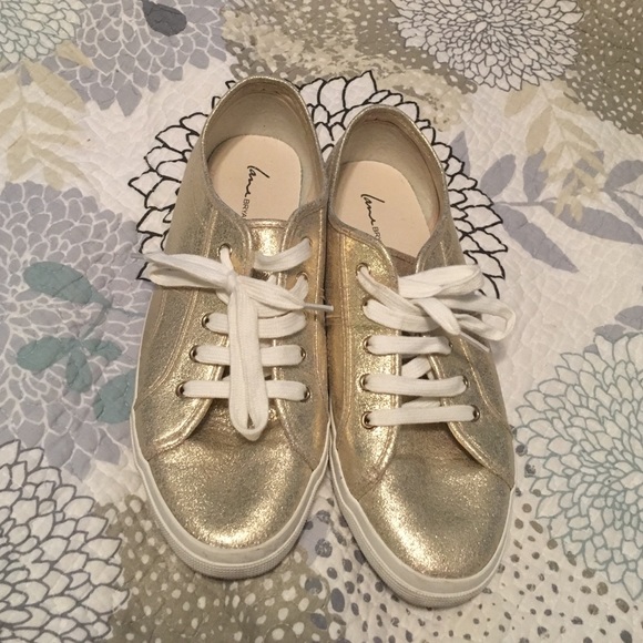 Gold shimmer sneakers