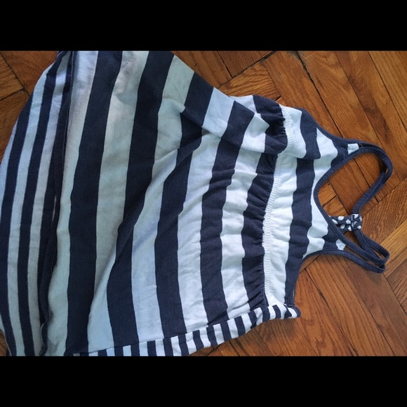 Striped tank top with a braided racerback strap