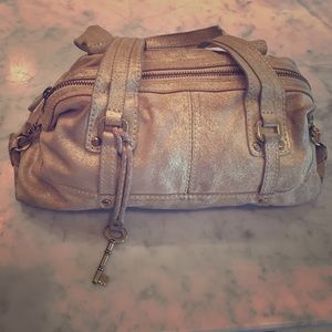Fossil 54 Metallic Gold Leather Handbag