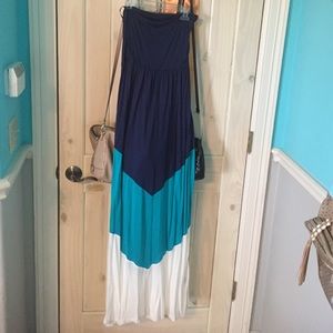 Strapless chevron maxi dress