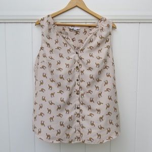 Camel sleeveless button down