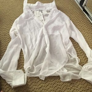 Bar III white silk top