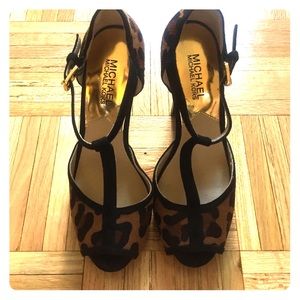 Michael Kors Leopard print peep toe heels