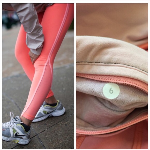 Lululemon Pace Tights in Bleached Coral/Pop Orange - Picture 2 of 4